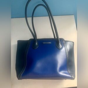 Charles Jourdan Cobalt Blue Color Block Leather Purse Handbag